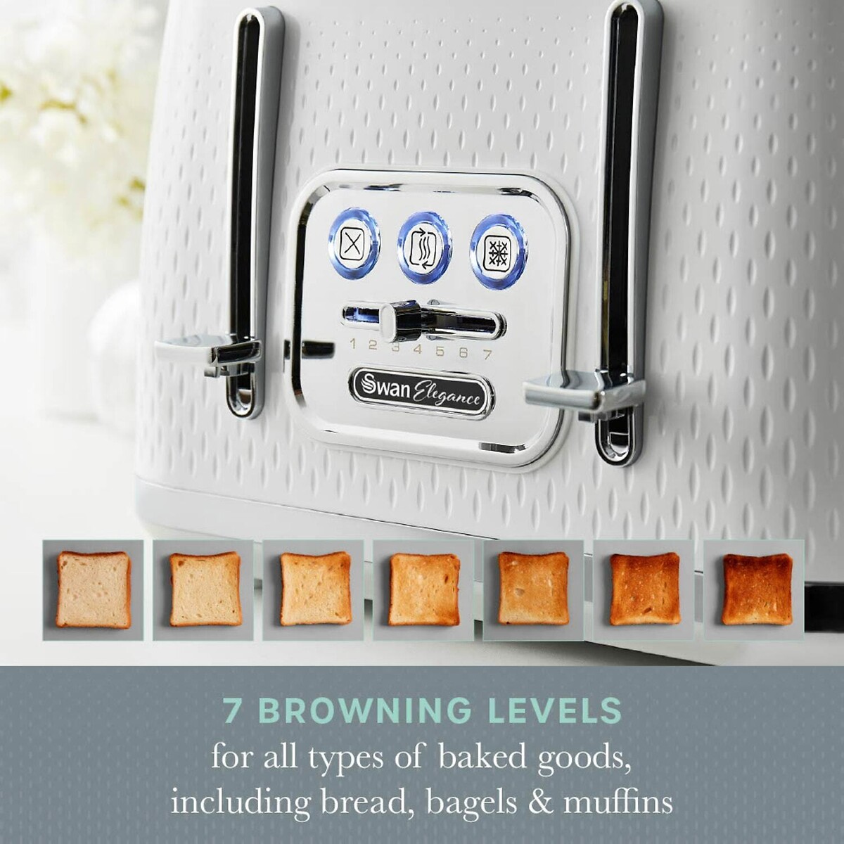 Elegance 4-Slice Toaster - ST19025 white, SWAN