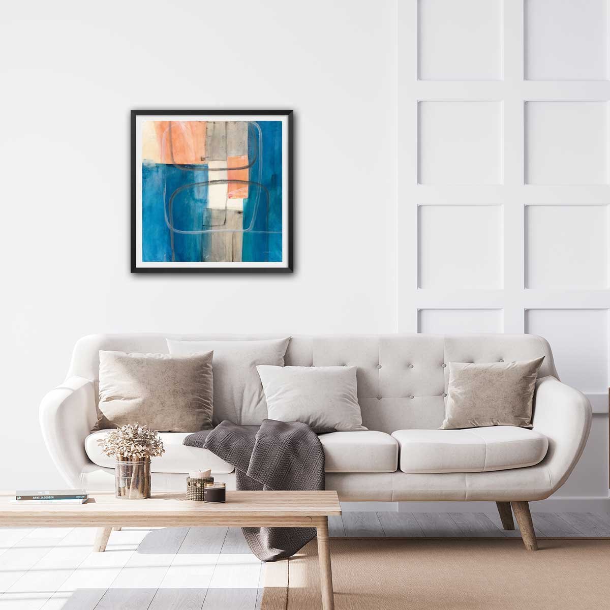 Affiche Passage bleue affiche + cadre en bois - noir, HEXOA