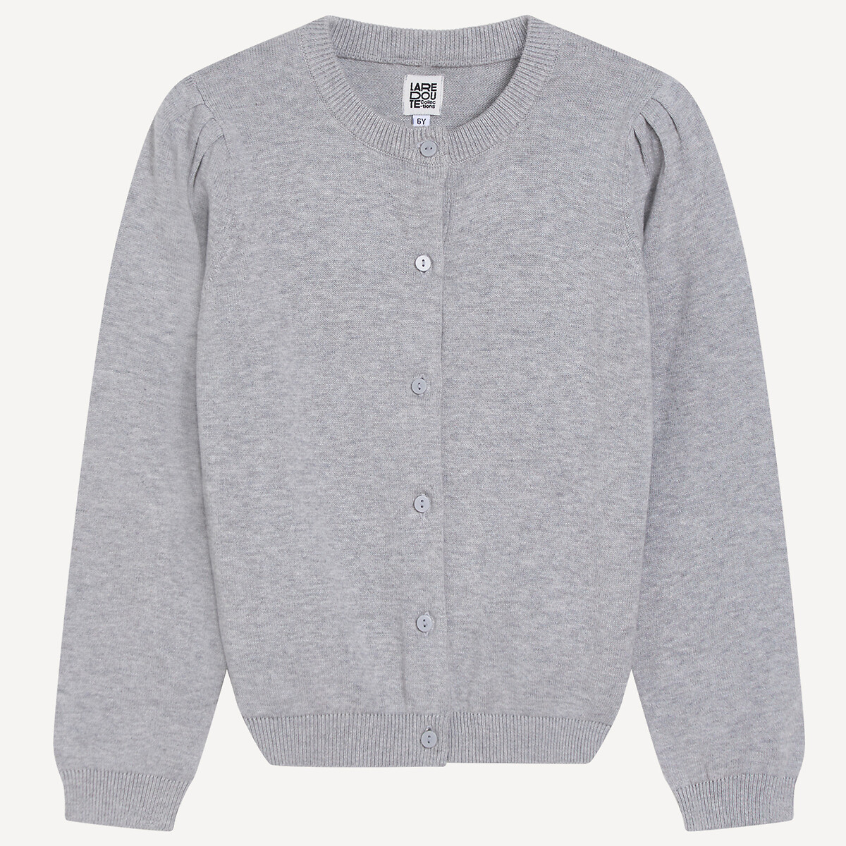 Gilet en fine maille de coton gris chiné, LA REDOUTE COLLECTIONS