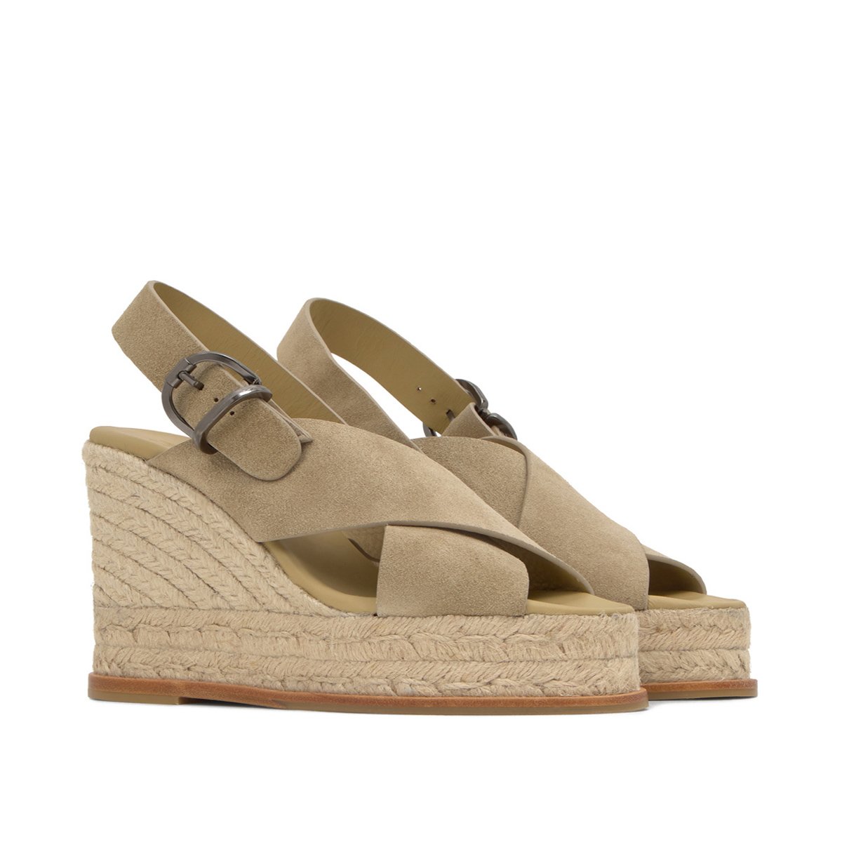 Sandales compensées en cuir à brides croisées BETINA EXTRA PLATFORM sable, CASTANER