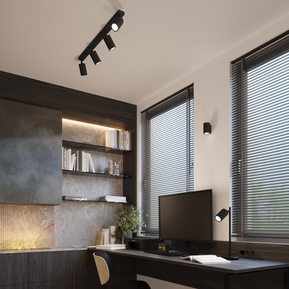 Applique Aluminium Noir GU10 1 Karbon 10 noir, EDEN