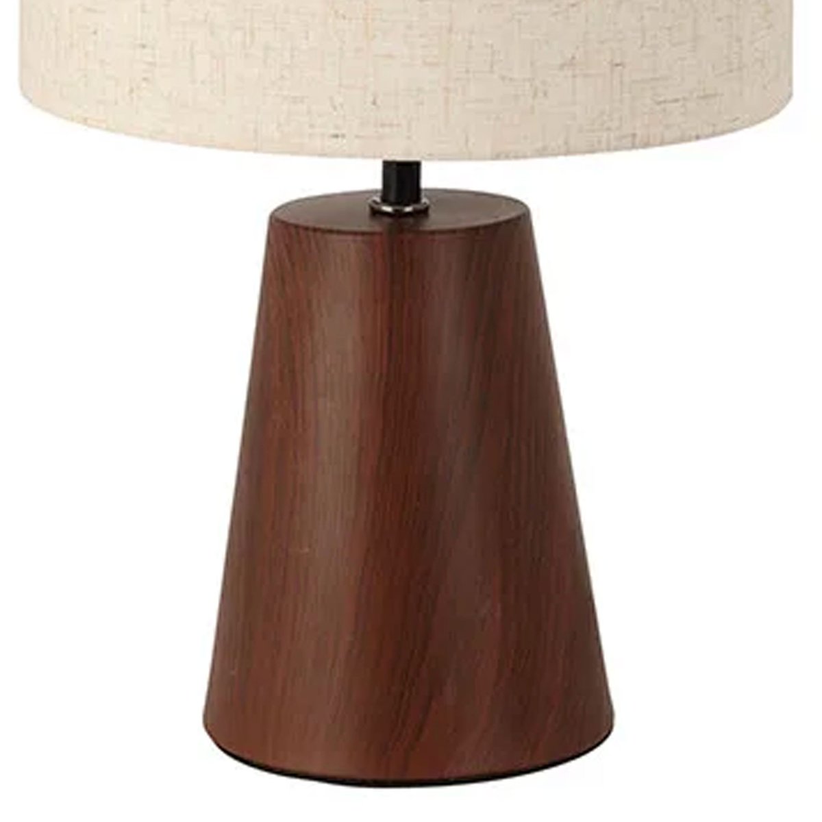 Lampe à poser conique céramique effet bois et abat-jour beige 23x23x26cm bois, WADIGA