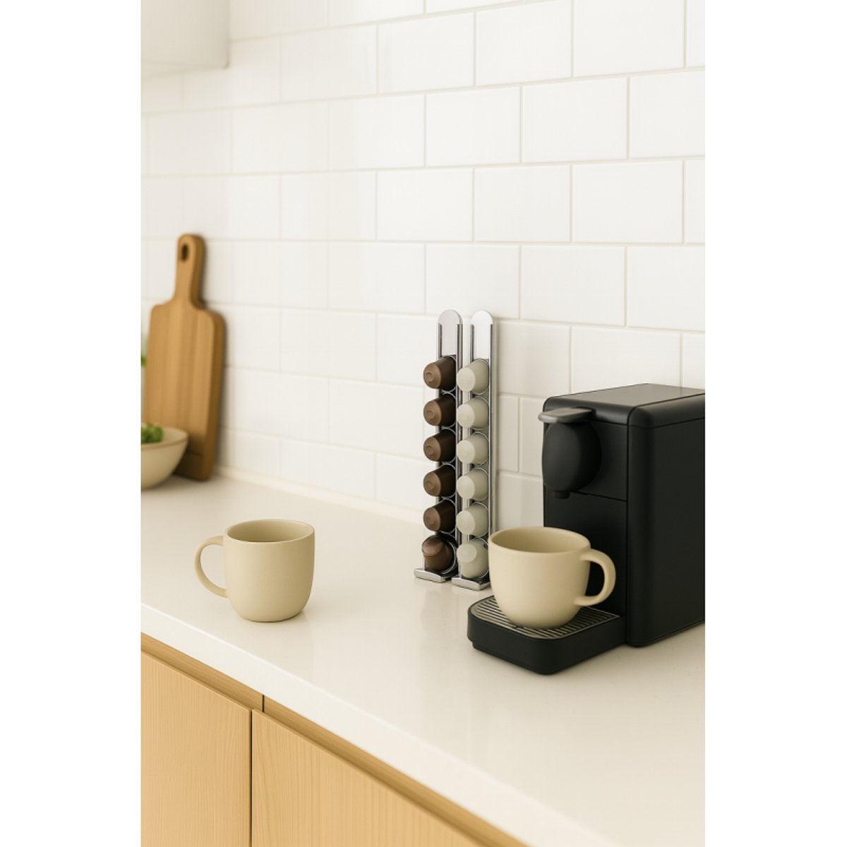 Lot de 2 porte-capsules mural compatible avec Nespresso chrome/inox, DON HIERRO