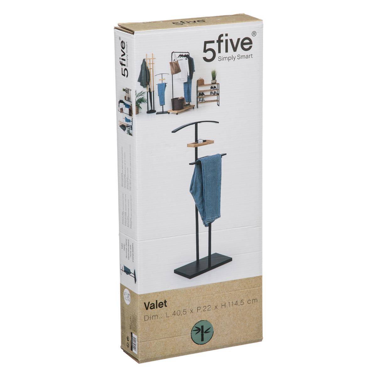 Valet de chambre en métal et bambou BLACKBAMBOO noir, 5FIVE SIMPLY SMART