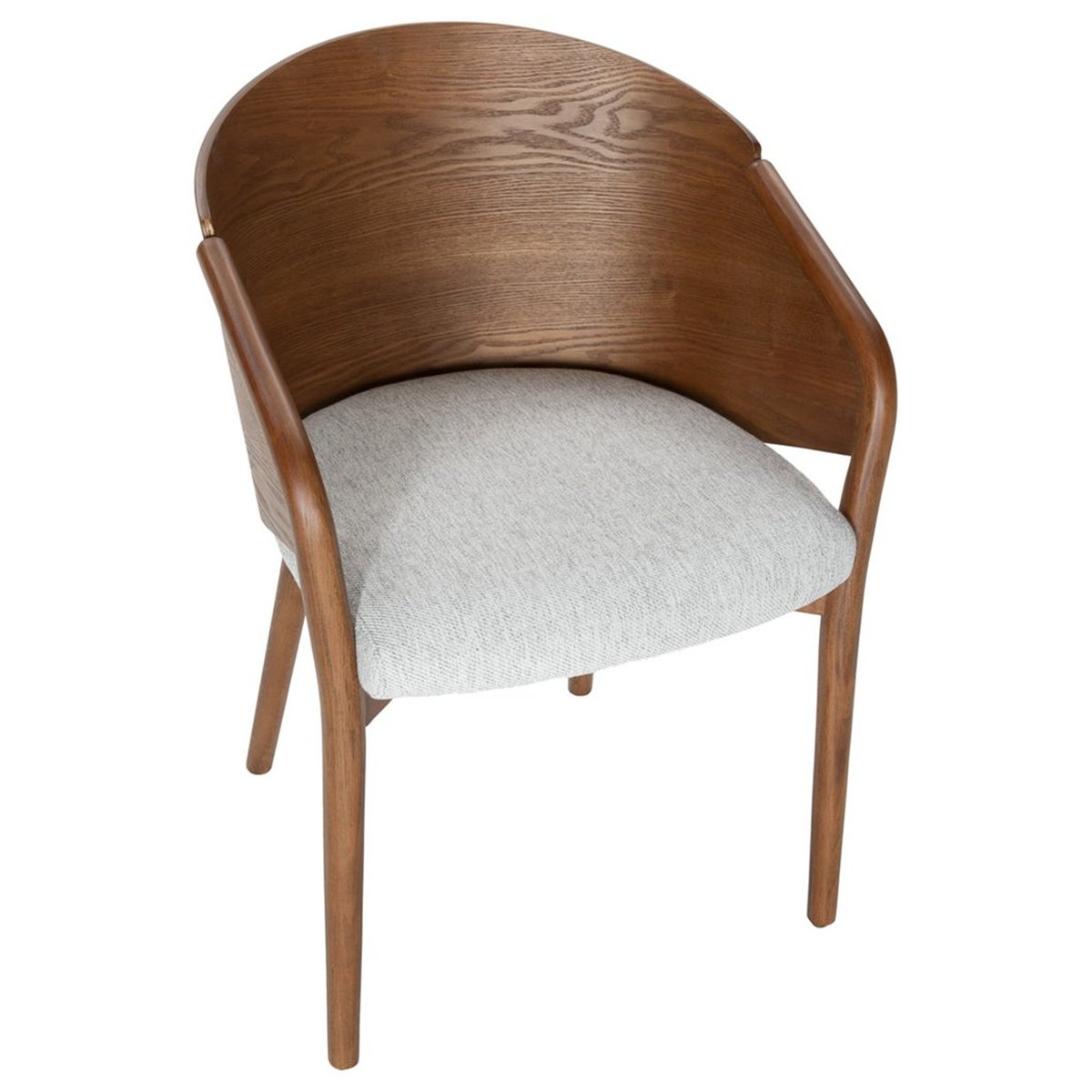 Chaise en hêtre et tissu au design enveloppant noyer/blanc, RECOLLECTION
