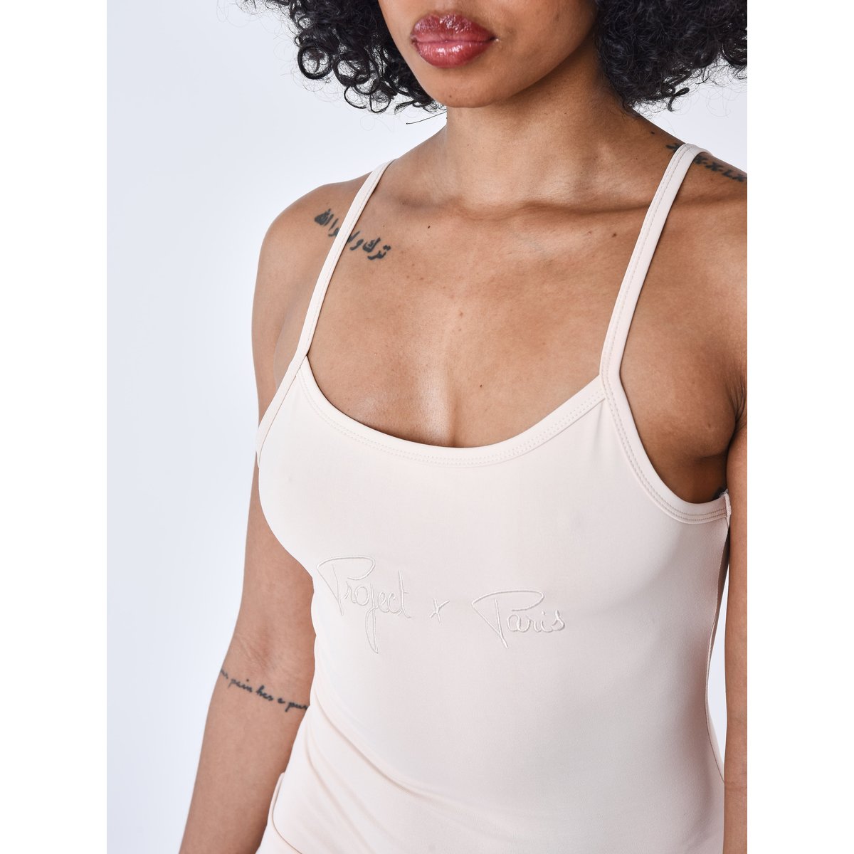 Robe à fines bretelles en lycra ivoire, PROJECT X