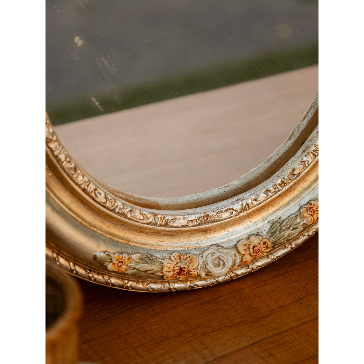 Miroir à l'encadrement floral délicat Georges N°1280 - Bon état multicolore, DEBONGOUT