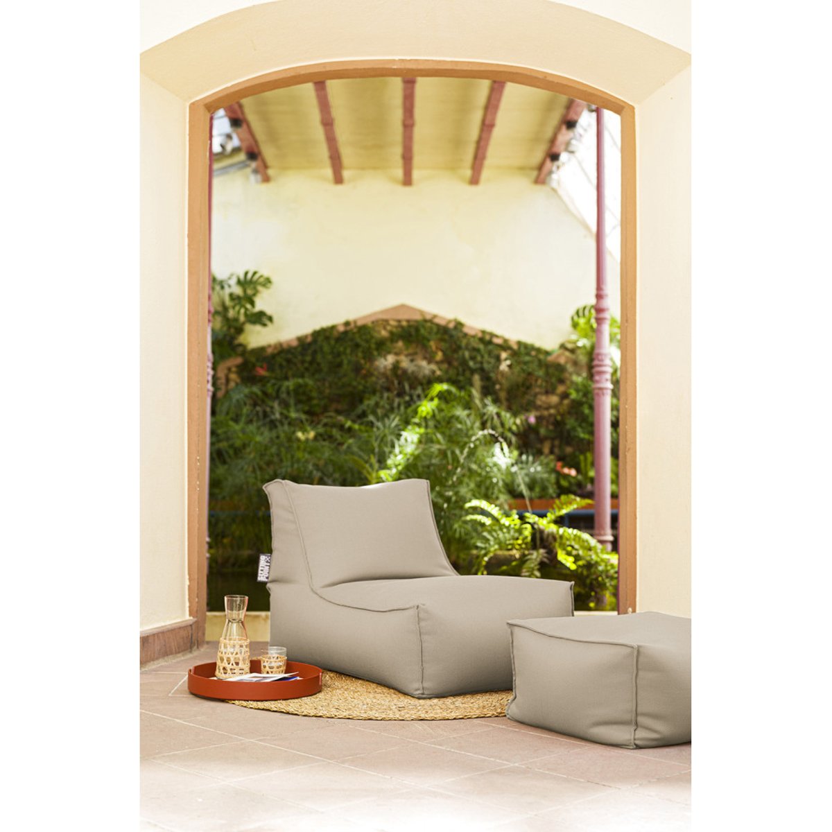 Pouf extérieur avec dossier KORFU ROCK taupe, MAGMA HEIMTEX