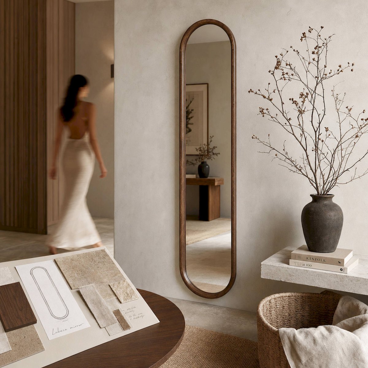 Miroir vertical en bois collection VACIO brun, RECOLLECTION