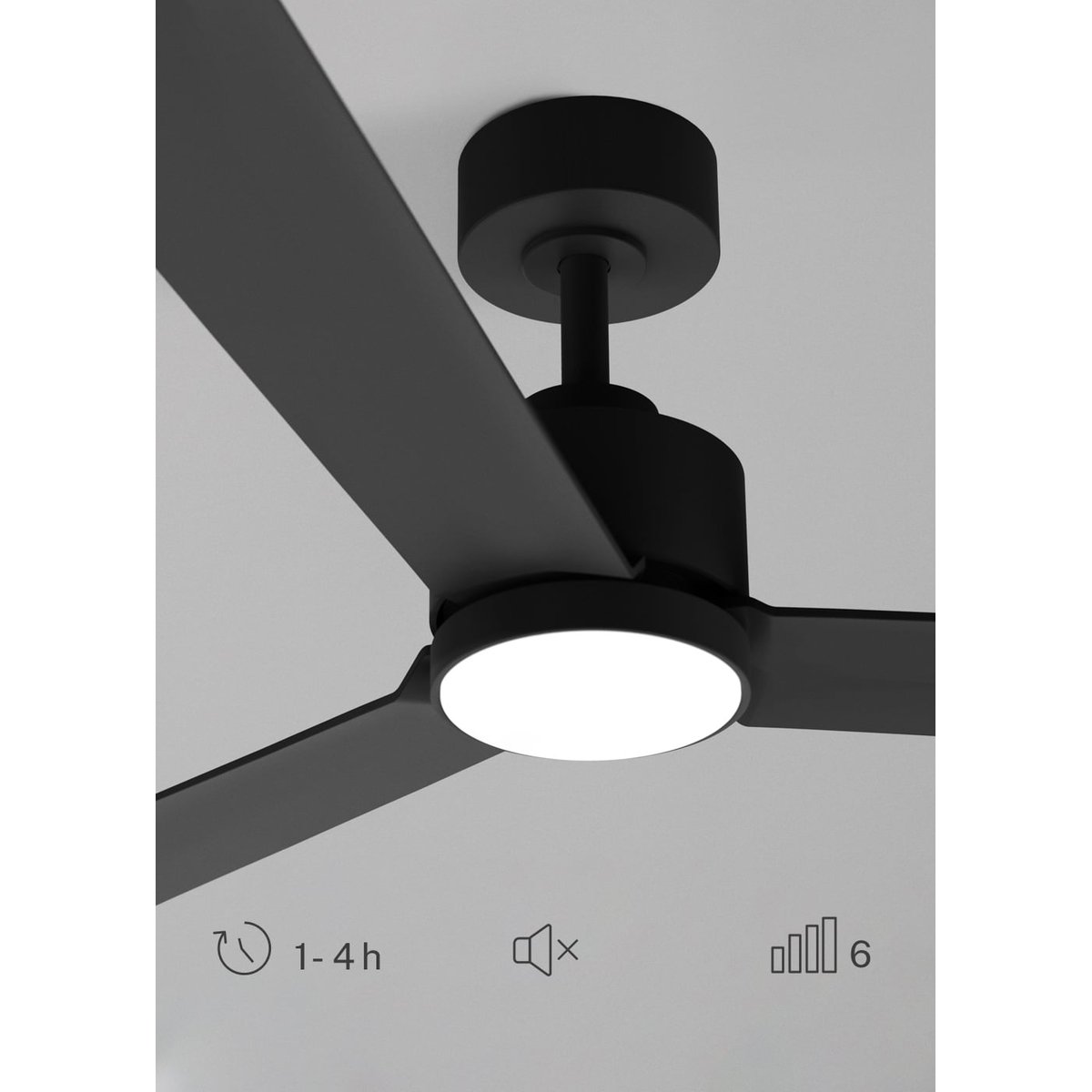 Ventilateurde plafond 40W avec lumière LED et Wi-Fi WIND MODERN noir/noir, CREATE