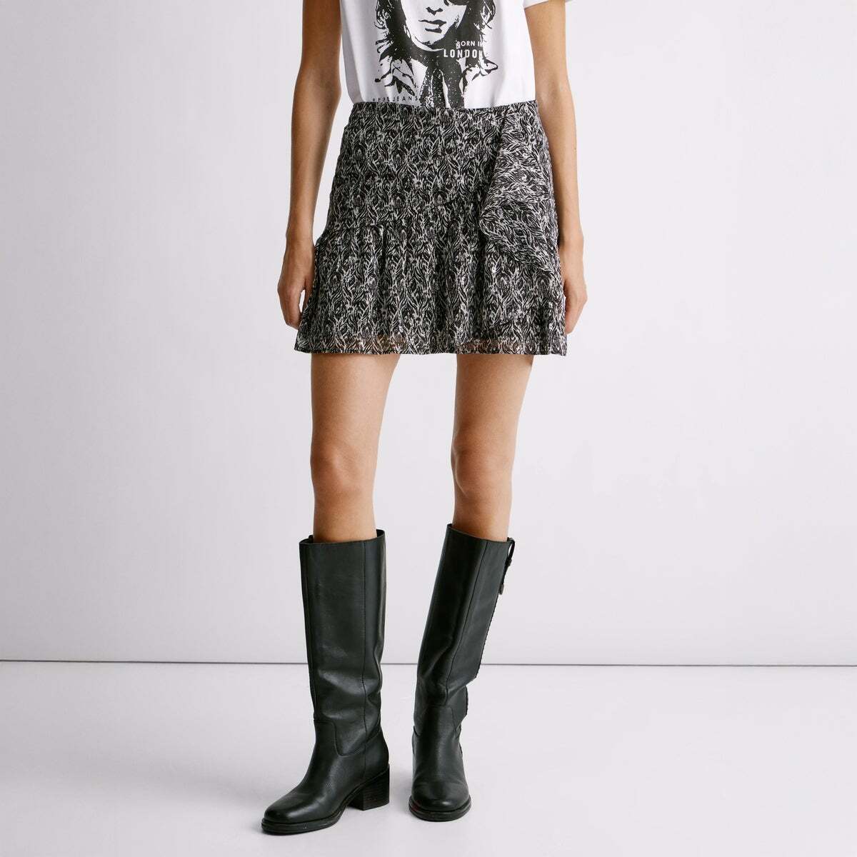 Jupe Courte Imprimée noir, PEPE JEANS