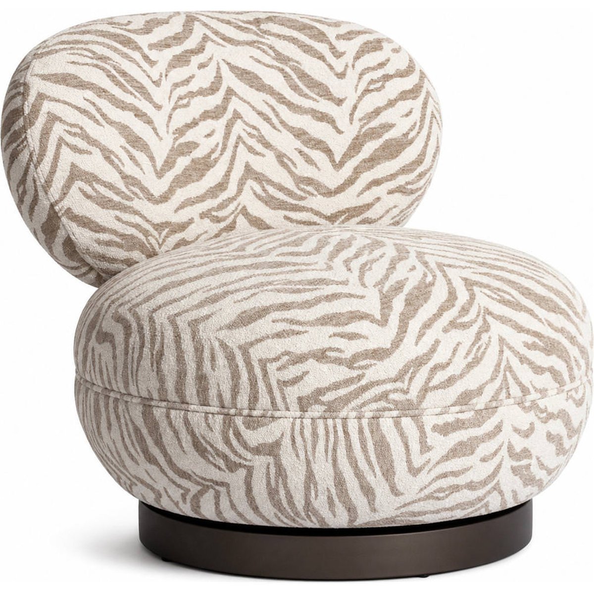 Fauteuil lounge pivotant motif tigre beige tigre, RECOLLECTION