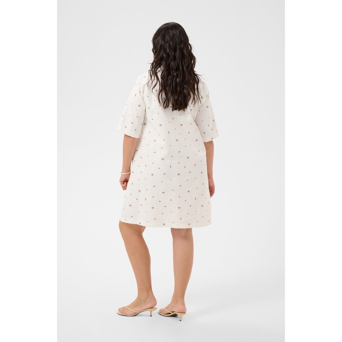 Robe en jean blanc white denim/rose flower, KAFFE CURVE