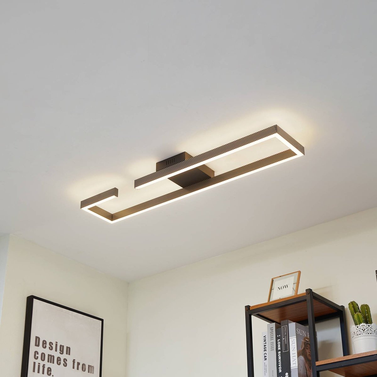 Plafonnier en aluminium moderneLED, Yvor noir, blanc, LUCANDE