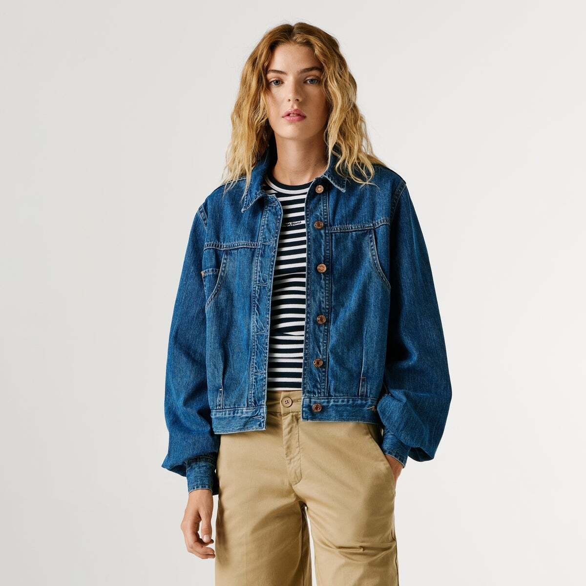 Veste Coupe Regular En Denim bleu azur décoloré, PEPE JEANS