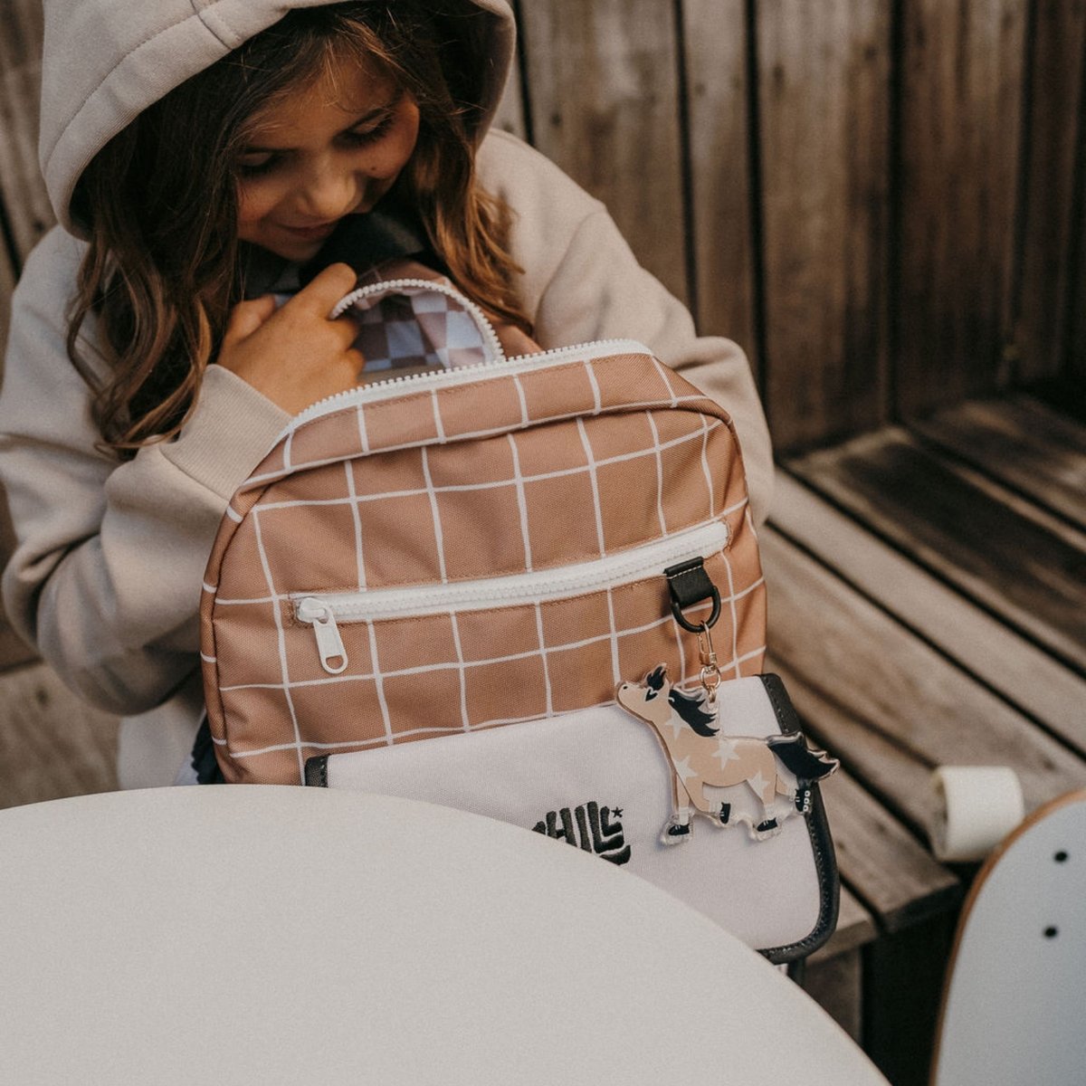 Sac à dos enfant marron, beige, ZAKUW