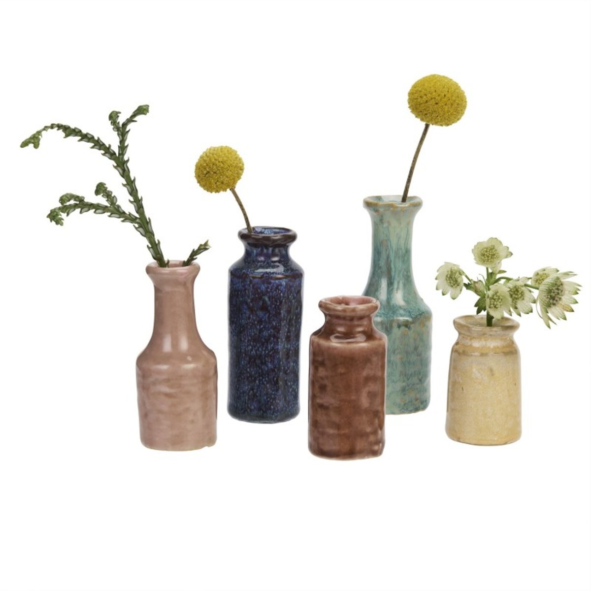 Mini vases grès set de 5 multicolore, MADAM STOLTZ