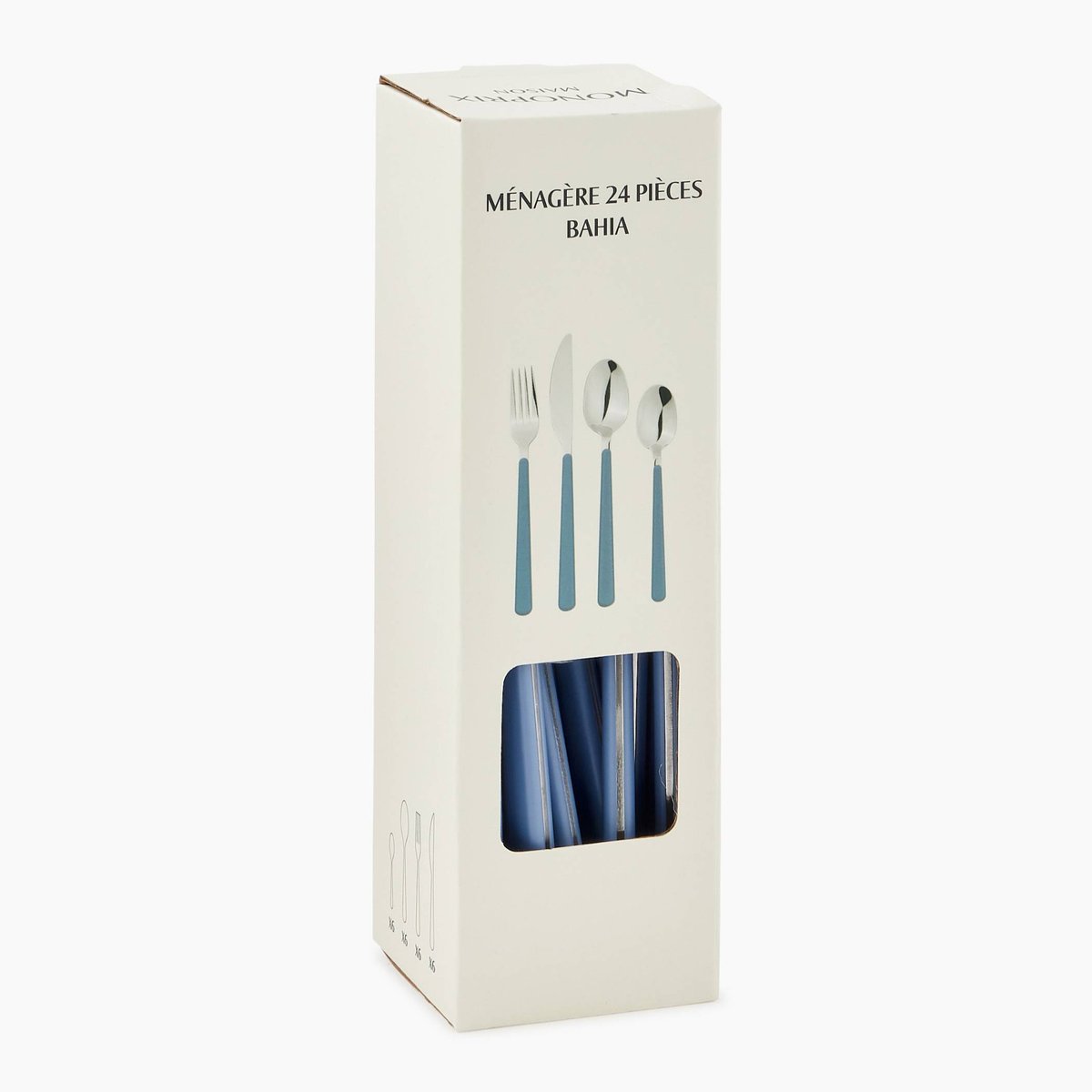 Ménagère 24 pièces, gamme bahia bleu, MONOPRIX MAISON