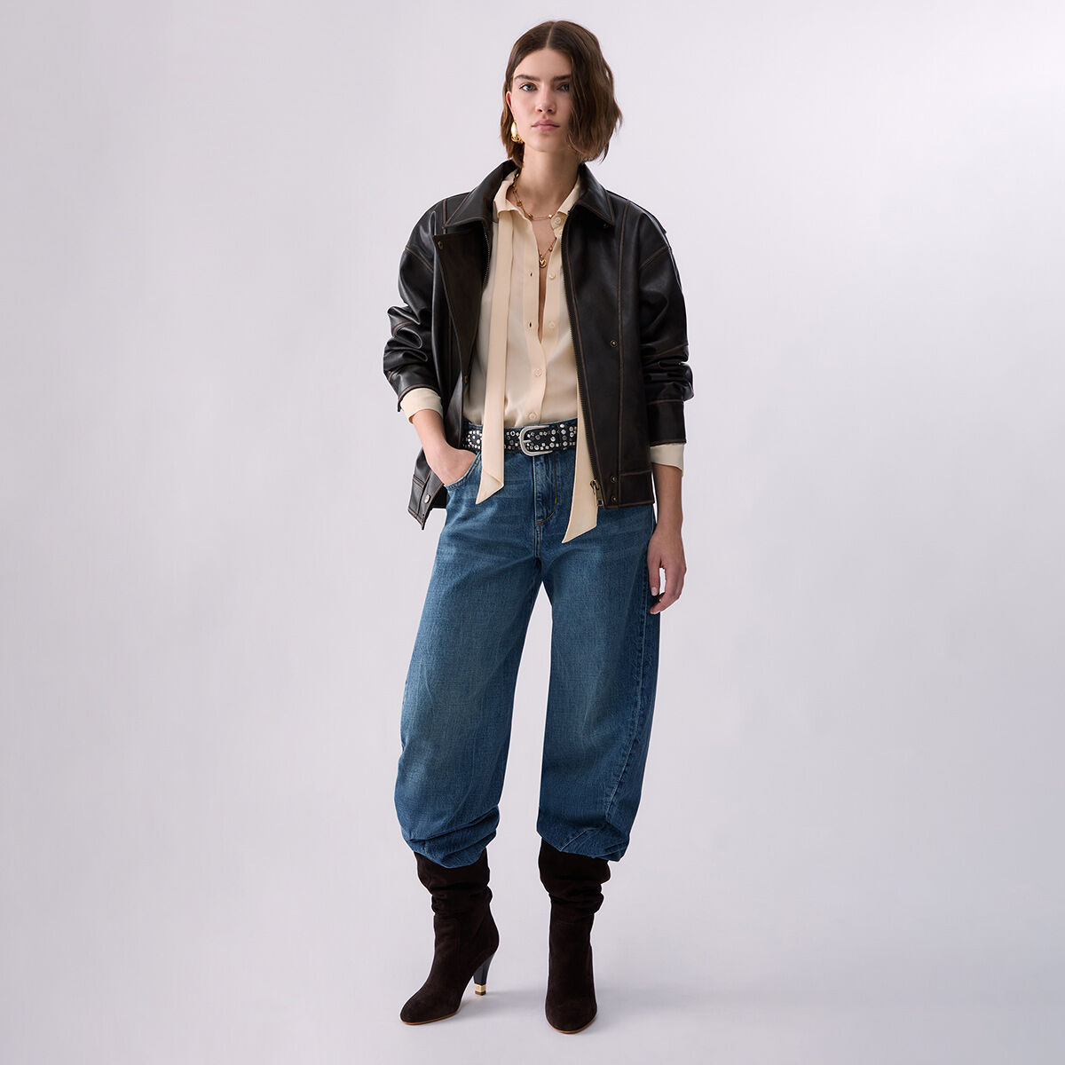Jean avec coutures asymétriques denim bleu, LIU JO