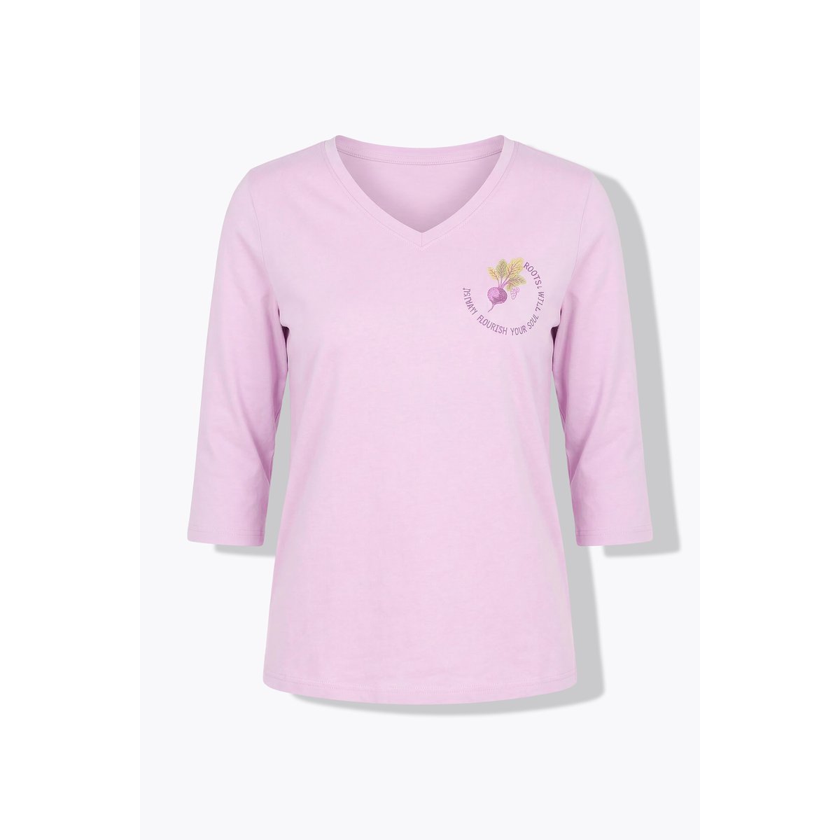 T-shirt en coton bio, motif radis vieux rose, ULLA POPKEN