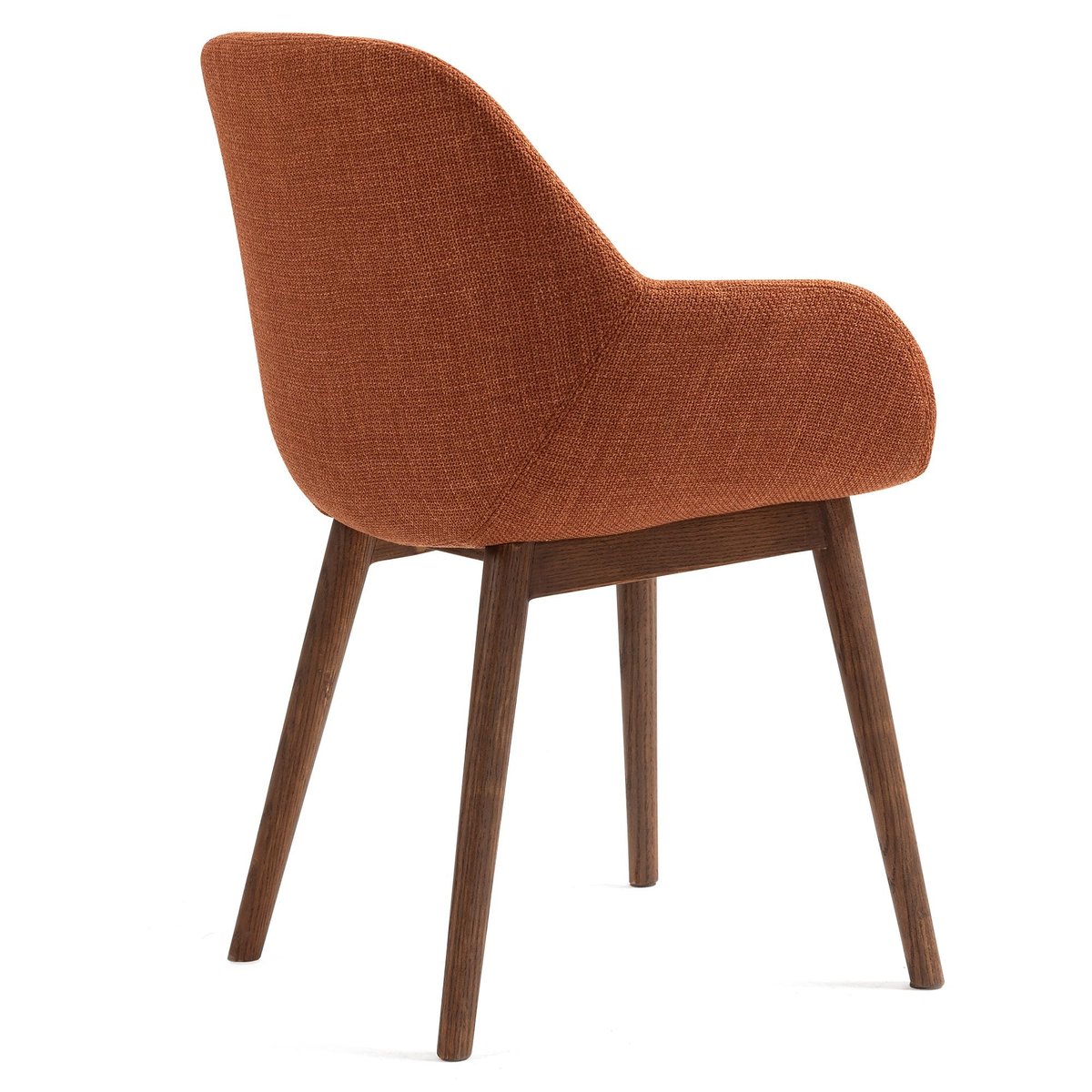 Chaise repas avec accoudoirs en tissu pied chêne foncé caramel, ZAGO
