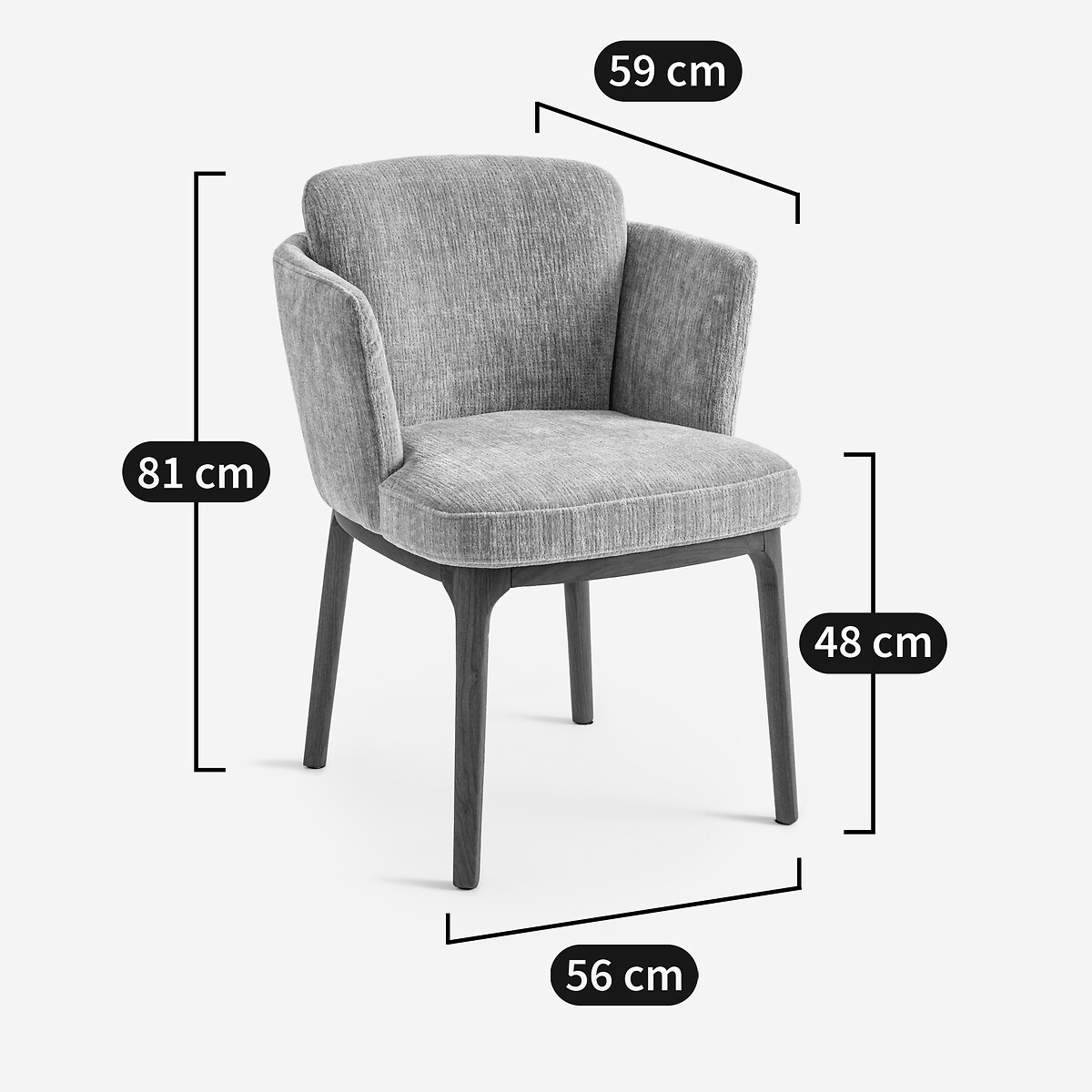 Sillón de comedor con patas de nogal y terciopelo, Jabote borgoña, AM.PM