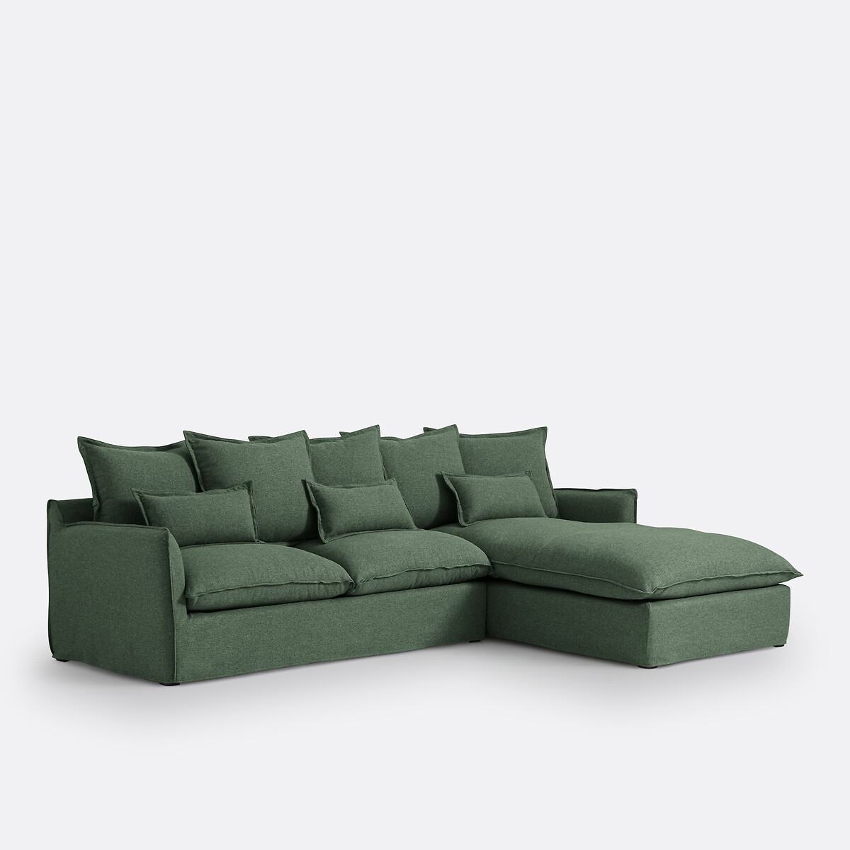 Housse de canapé d'angle droit polyester, Odna vert forêt, LA REDOUTE INTERIEURS