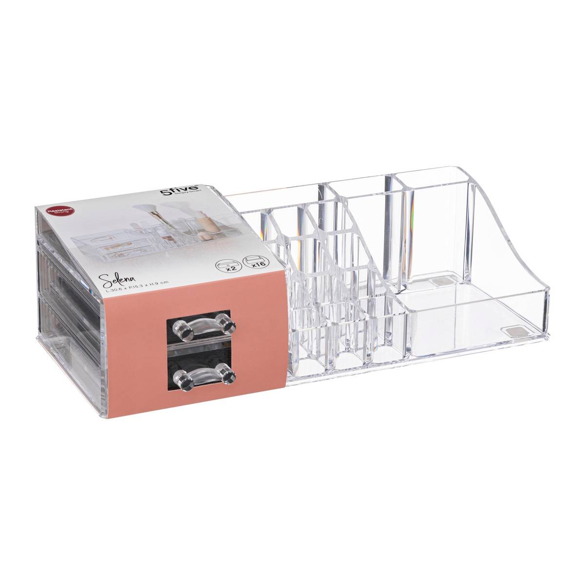 Organiseur 2 tiroirs transparent SELENA transparent, 5FIVE SIMPLY SMART