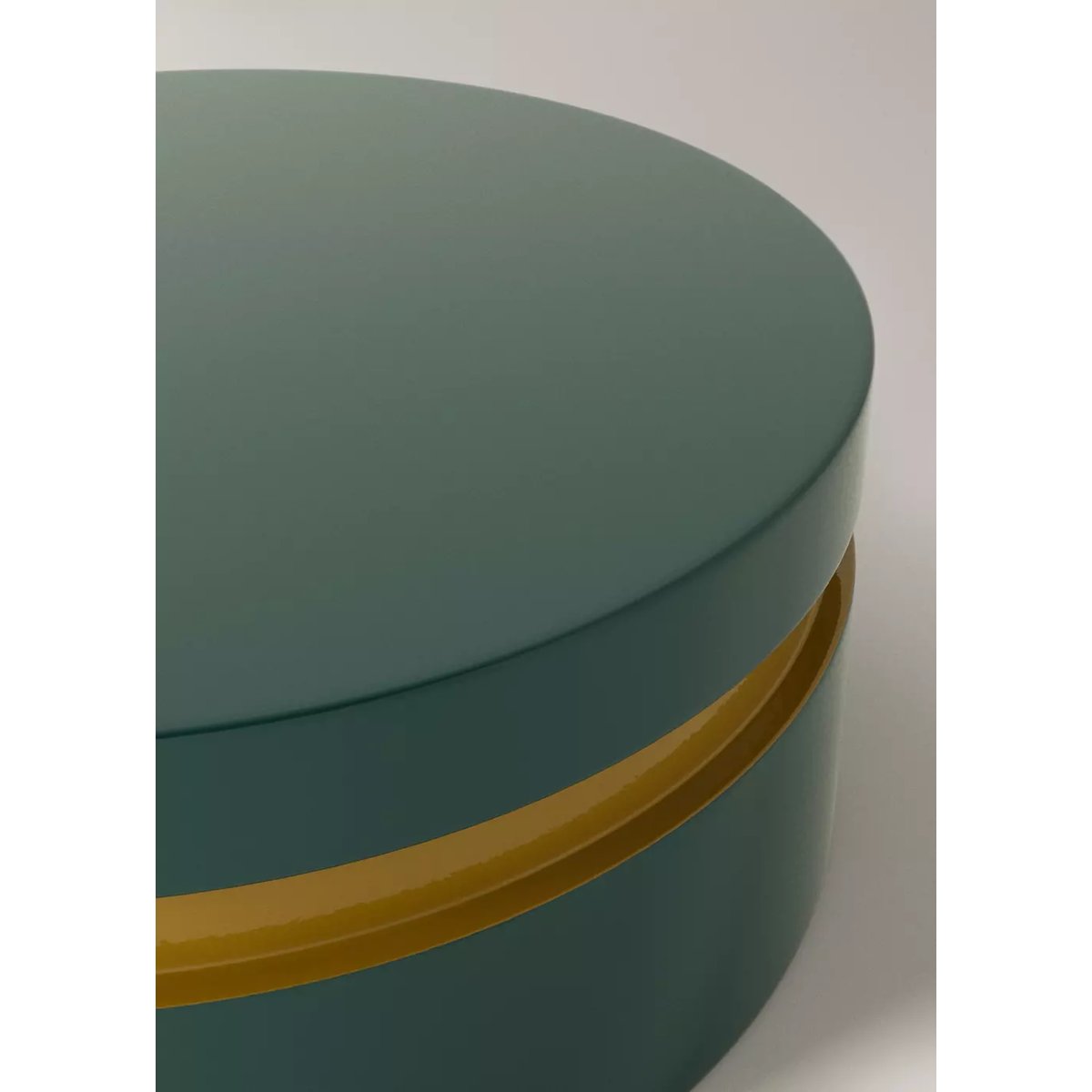Boîte laquée bicolore, moyenne et ronde bleu pétrole, MANGO HOME