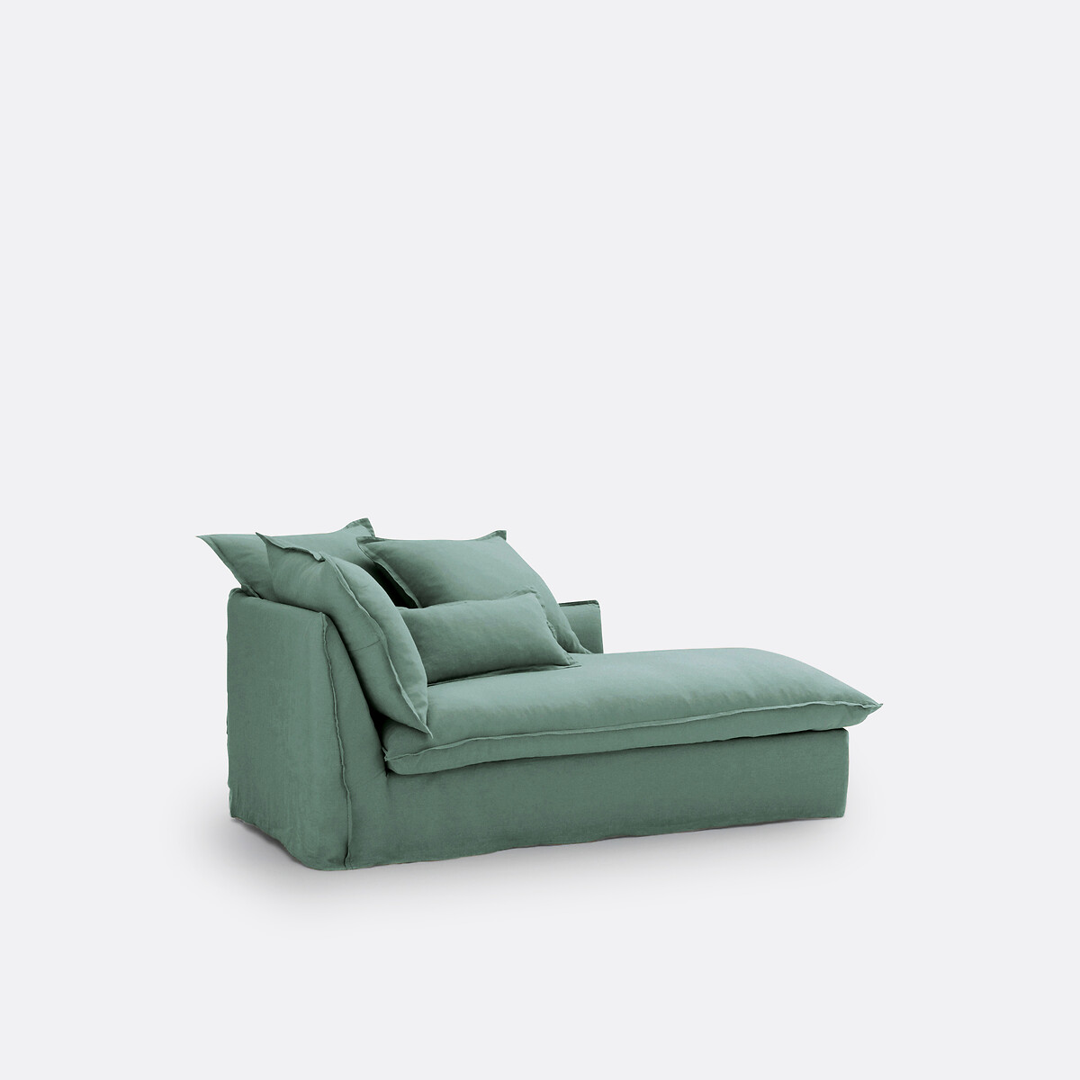 Chaise longue, sfoderabile, in lino stropicciato, ODNA verde salvia, LA REDOUTE INTERIEURS