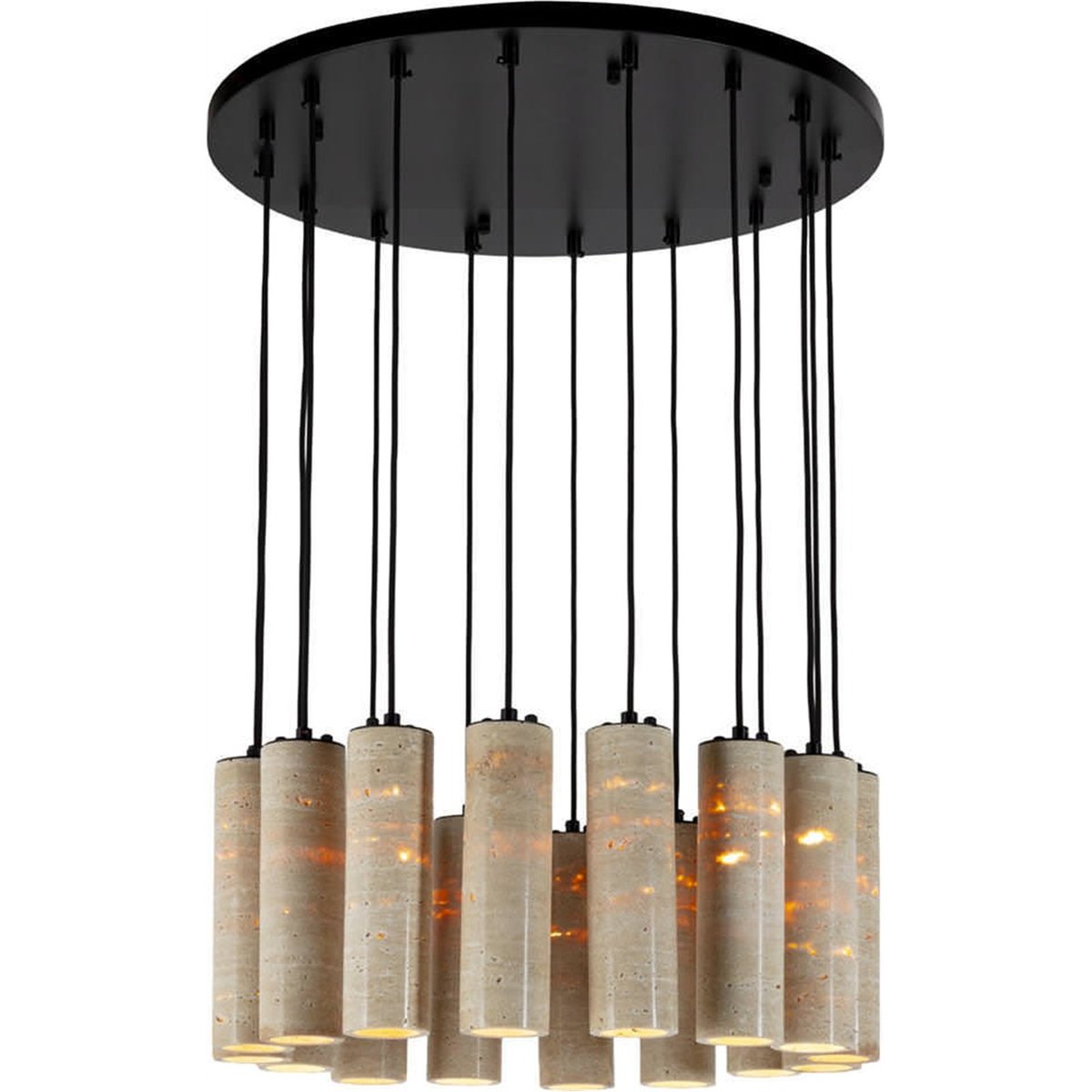 Suspension d'architecte en travertin beige et noir mat, RECOLLECTION