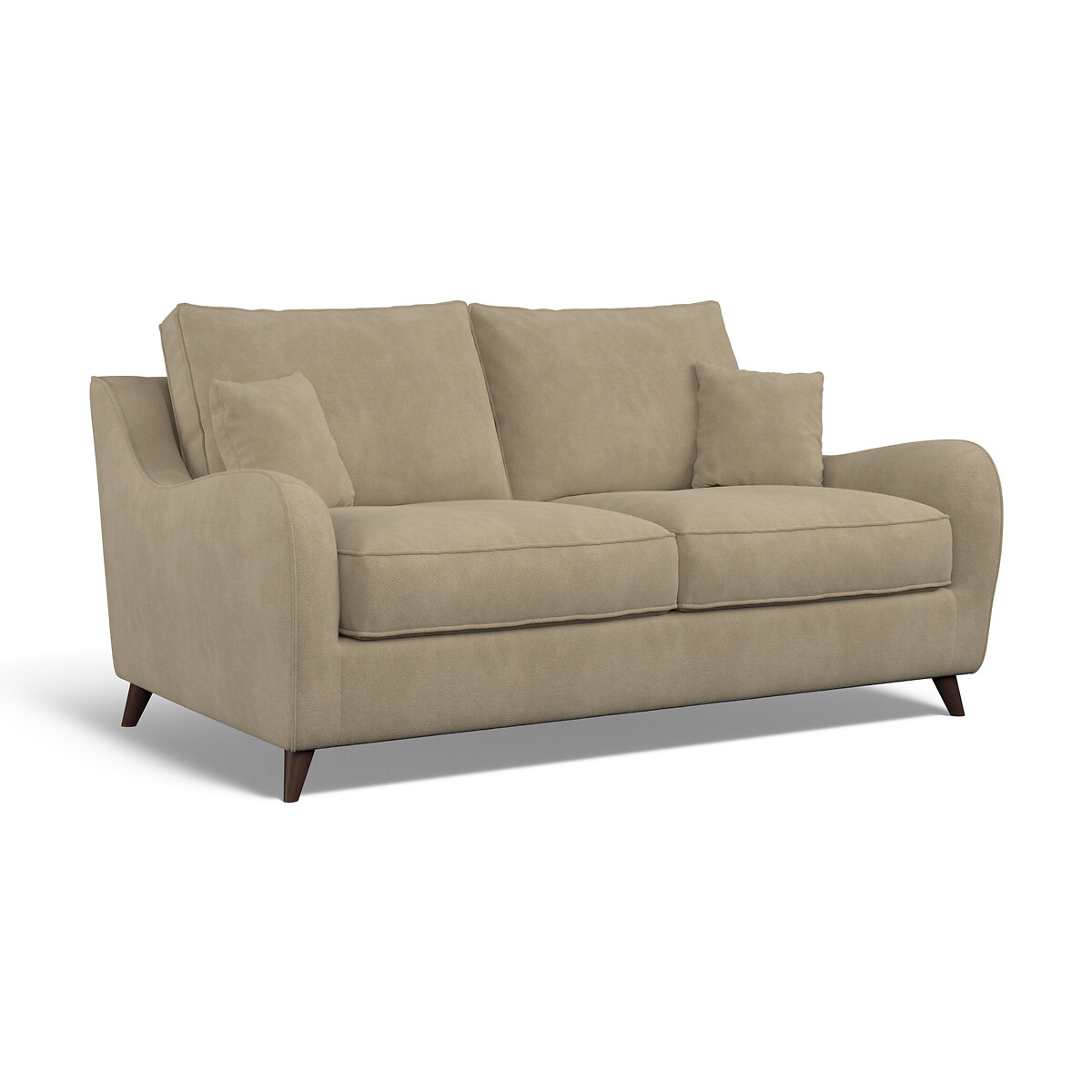 Amelia Soft Brushed 2 Seater Sofa with Dark Wood Legs linen, ÉDITÉ
