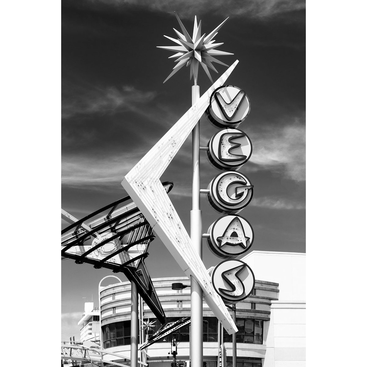 Tableau noir et blanc Vegas vintage tableau alu dibond, HEXOA