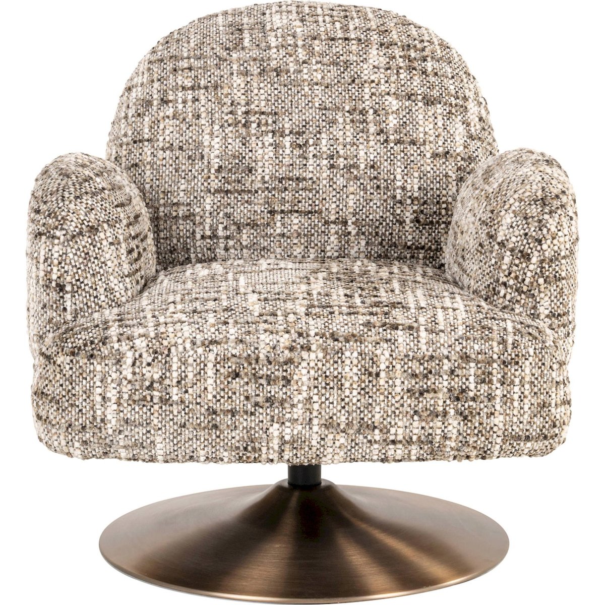 Fauteuil lounge pivotant en polyester marron chiné effet tweed omara, RECOLLECTION