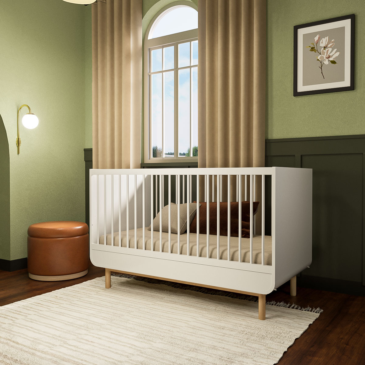 Pack lit bébé évolutif Montessori avec matelas SASHA blanc, AKITEN RETAIL