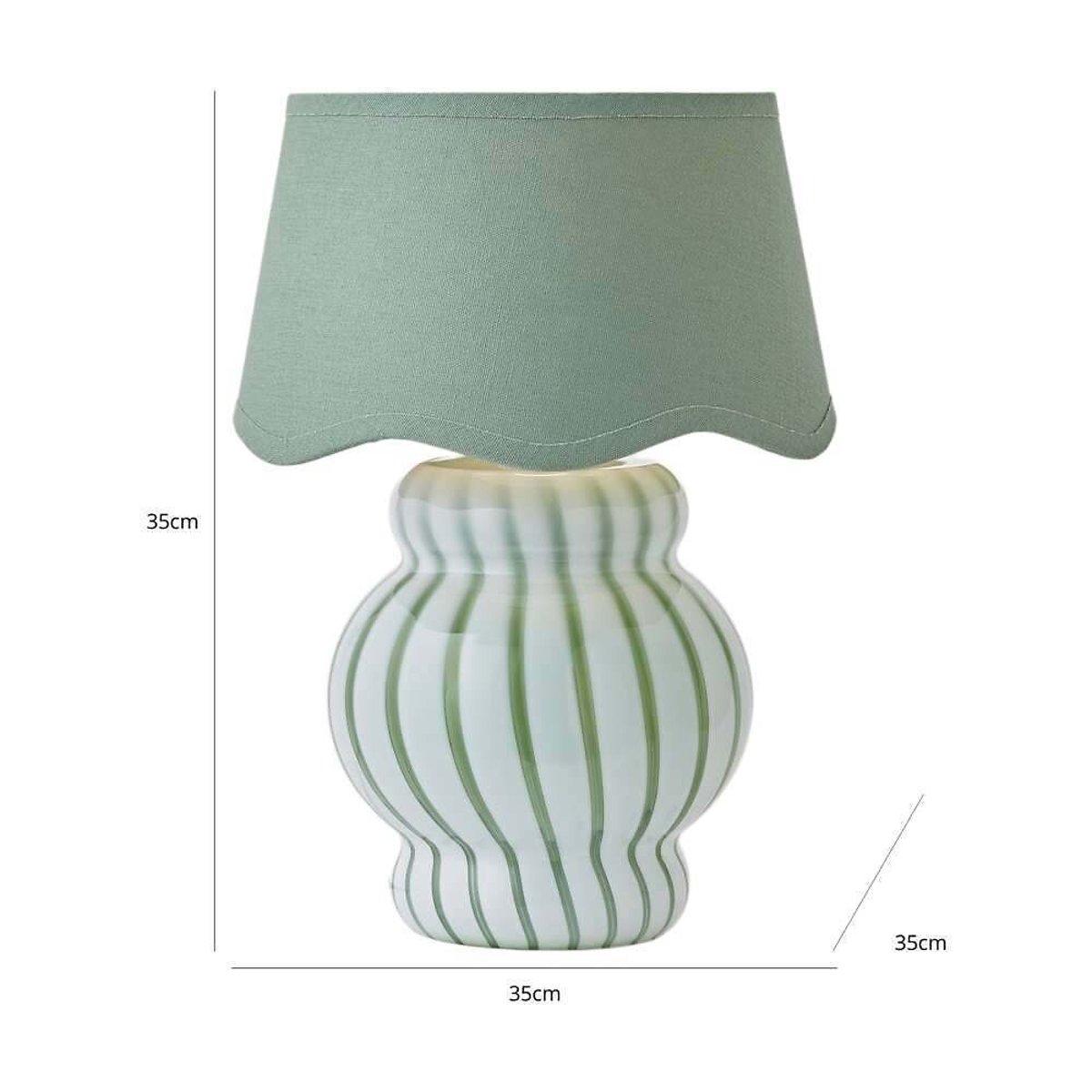 Toffee Stripe Glass Table Lamp with Scallop Shade green, SO'HOME