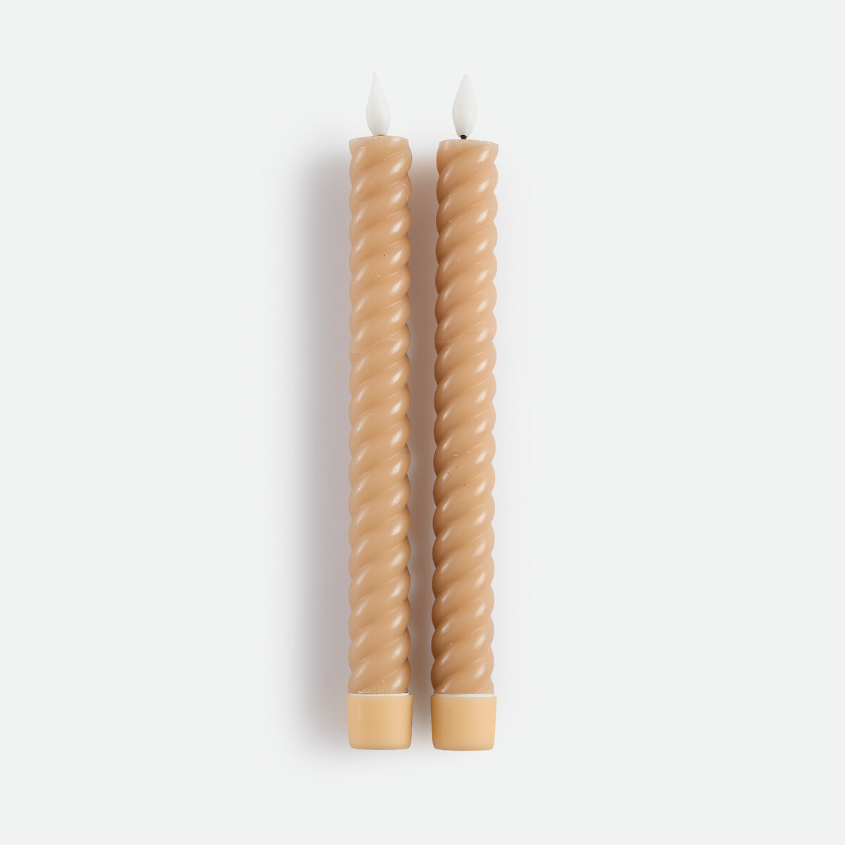 Lot de 2 bougies LED torsadées en cire, hauteur 24,5 cm, CASPAR moka, LA REDOUTE INTERIEURS