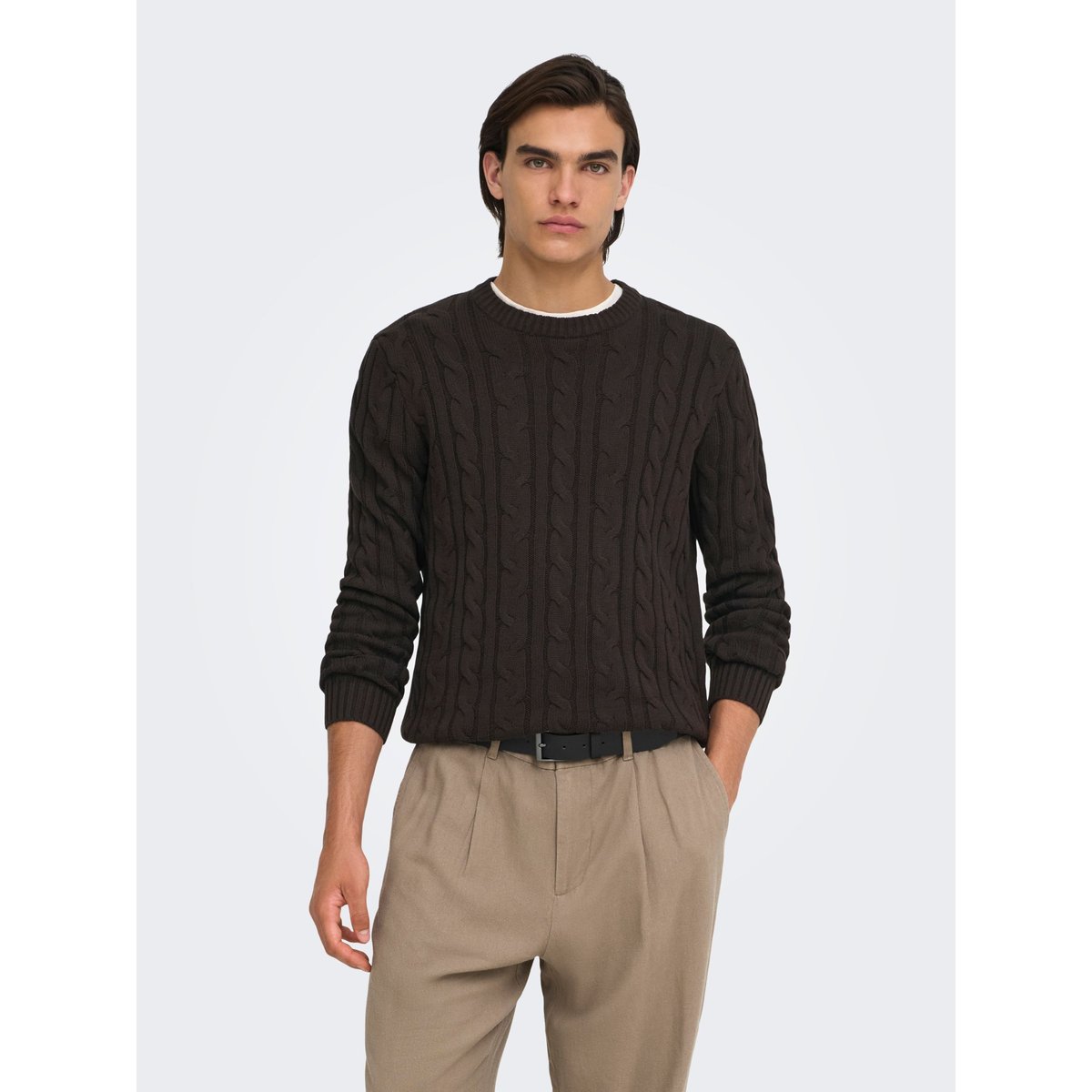 Pull En Maille marron - coffee bean 1, ONLY & SONS