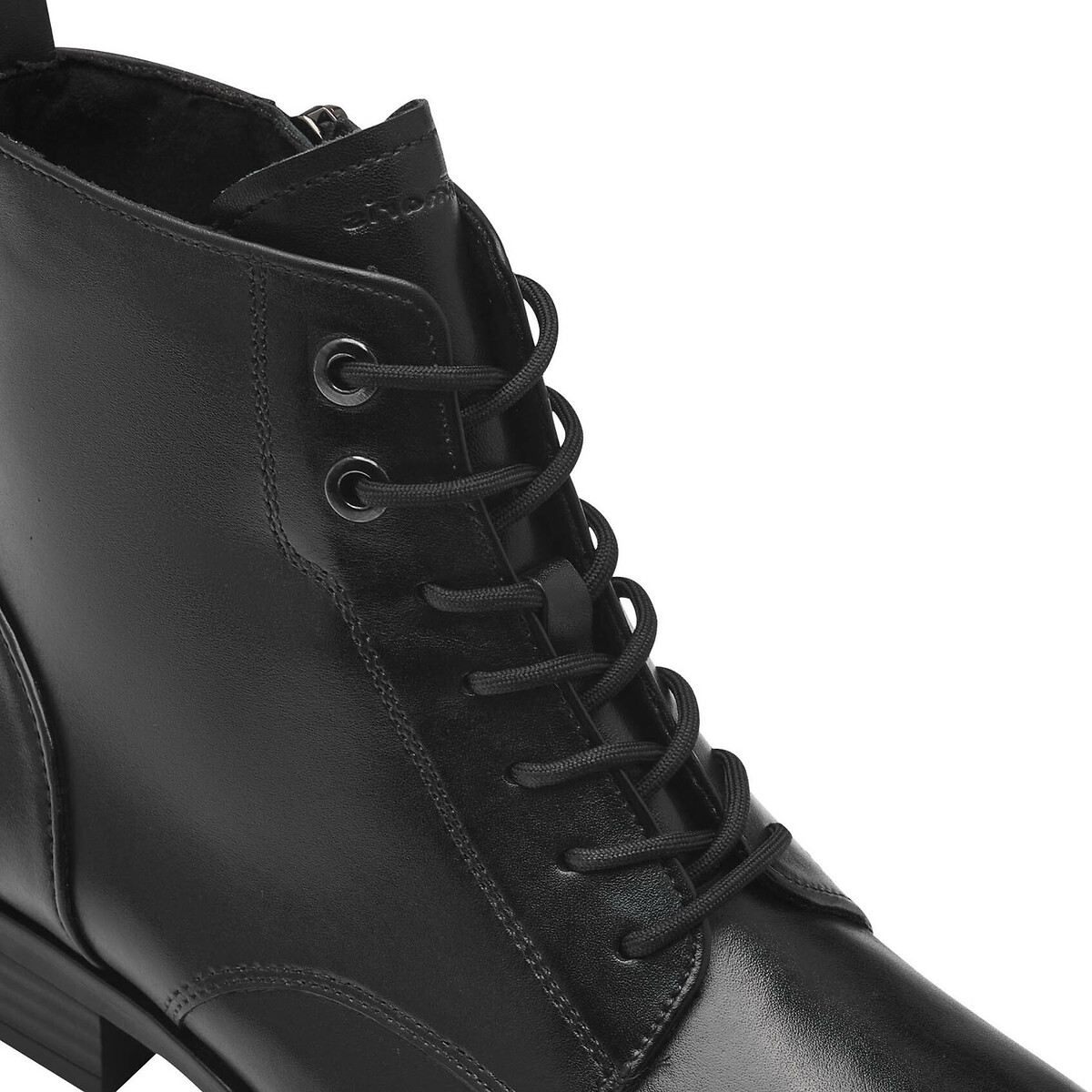 Lace-Up Ankle Boots in Leather black, TAMARIS