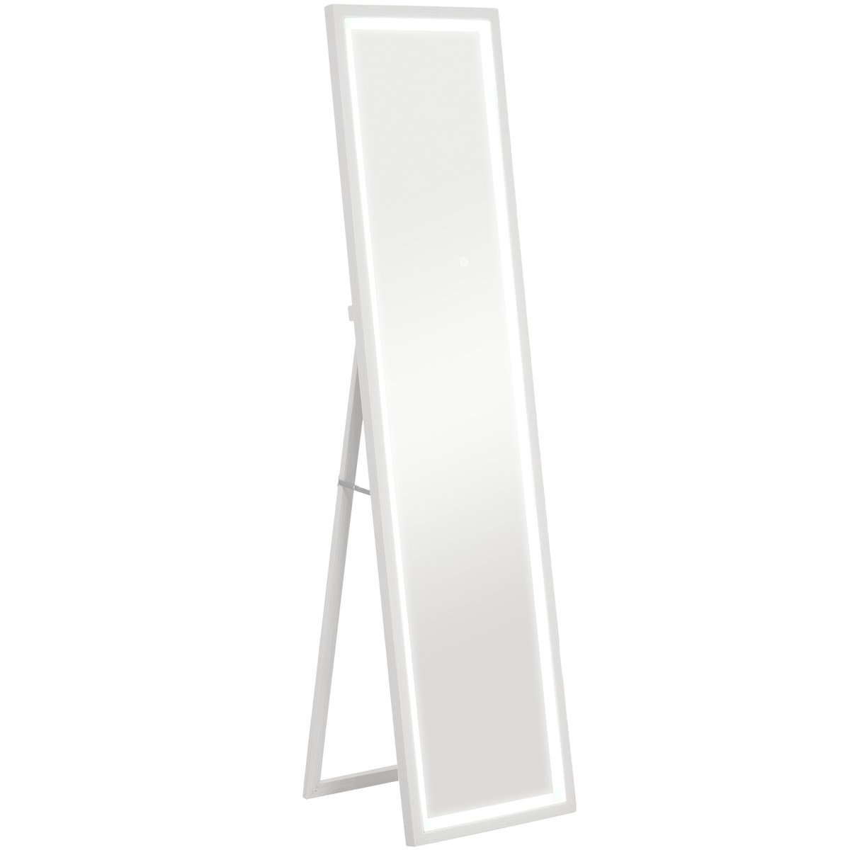 Miroir en pied Verre trempé Blanc blanc, HOMCOM