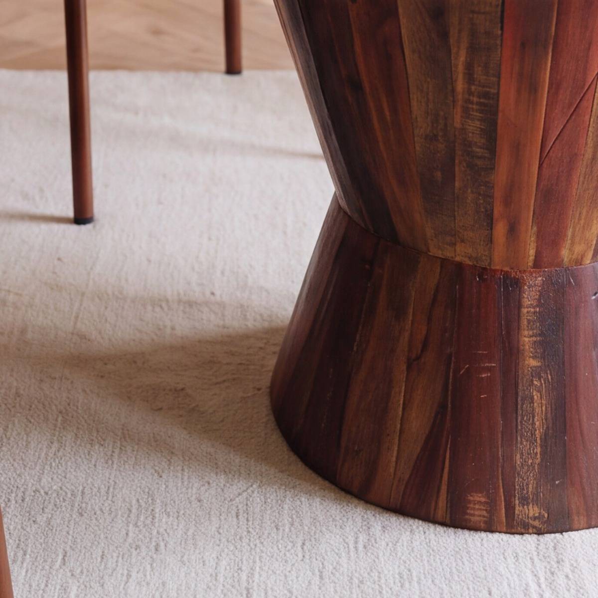 Table à manger en bois recyclé et en marbre ANYA bois foncé, MADE IN MEUBLES