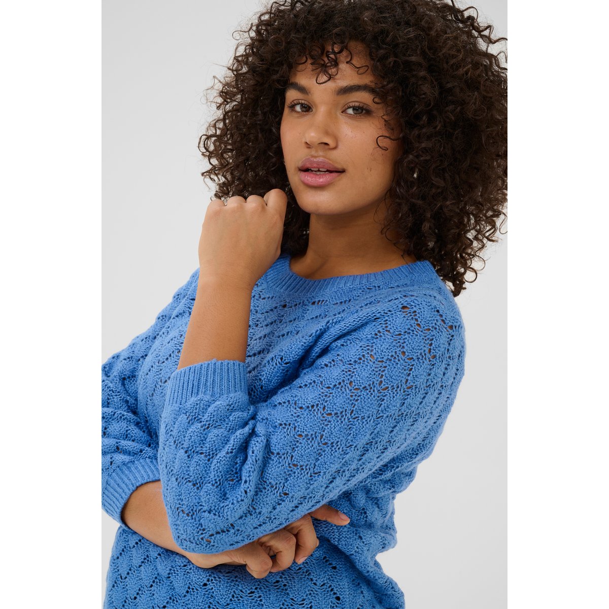 Knitted pullover bleu ebb and flow, KAFFE CURVE