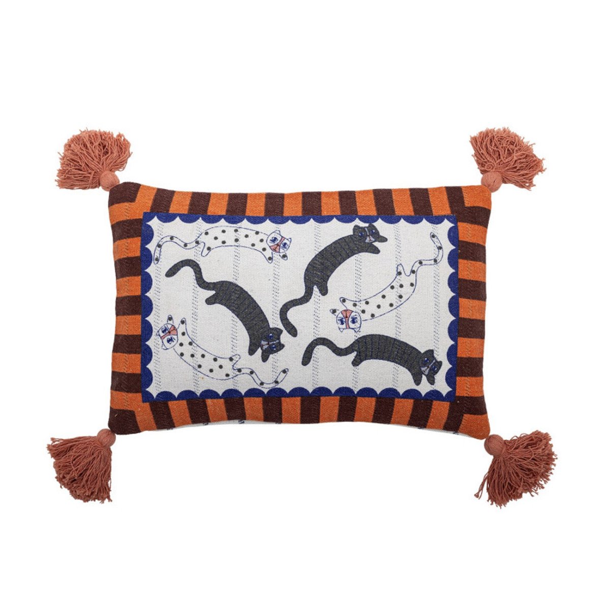 Coussin décoratif chats coton recyclé MISSY multicolore, BLOOMINGVILLE