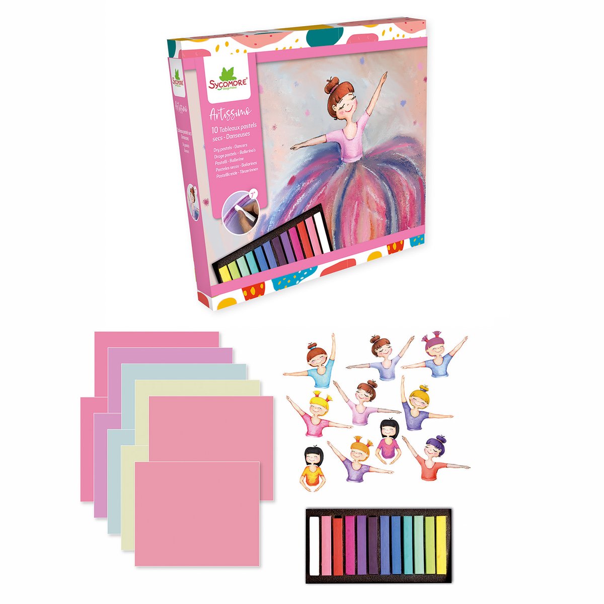 10 tableaux pastels secs Danseuses rose, SYCOMORE