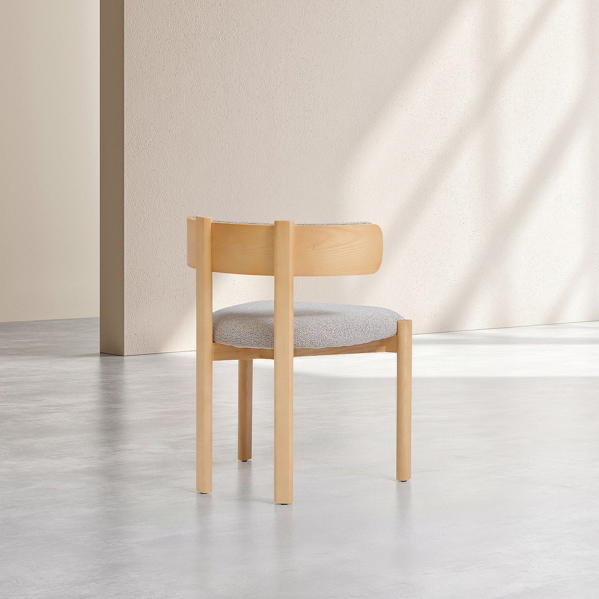 Lot de 2 chaises en tissu et bois massif couleur chêne YOUNA beige, HABITAT