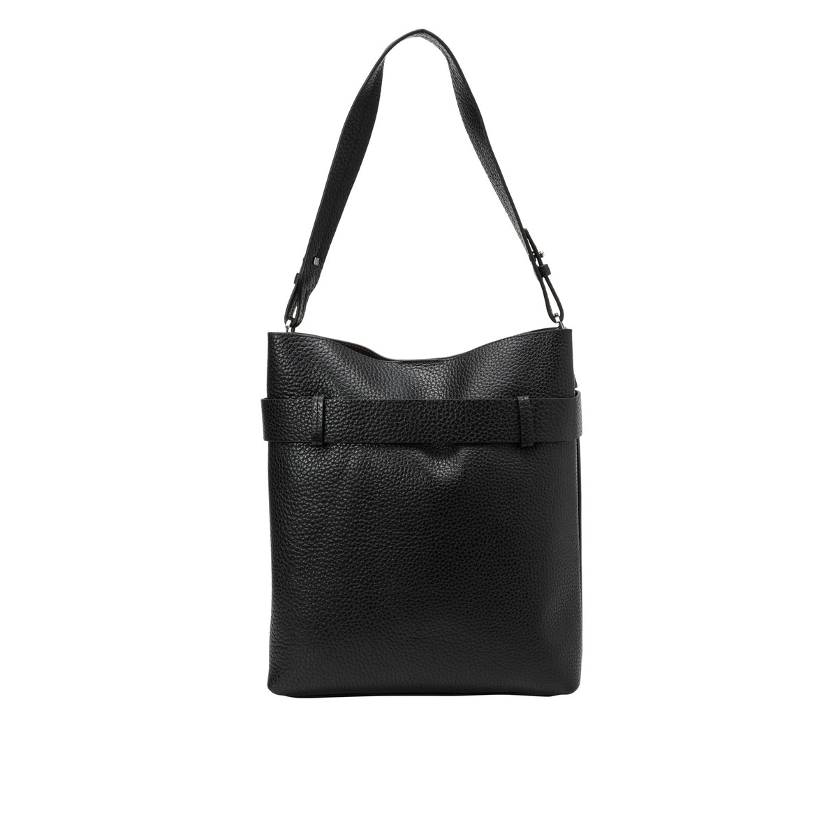 Sac Hobo modèle Brinja, taille moyenne en cuir de vachette grainé noir, MARC O'POLO