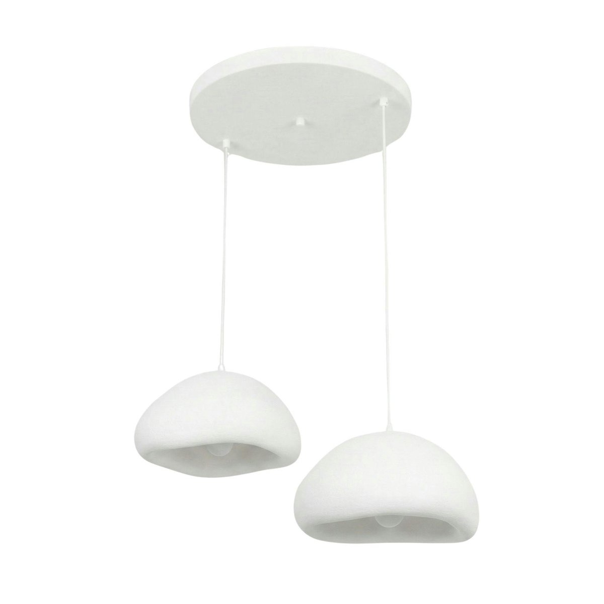 Suspension blanche design organique 2 abat-jour 74 cm NOXIS blanc, PIER IMPORT