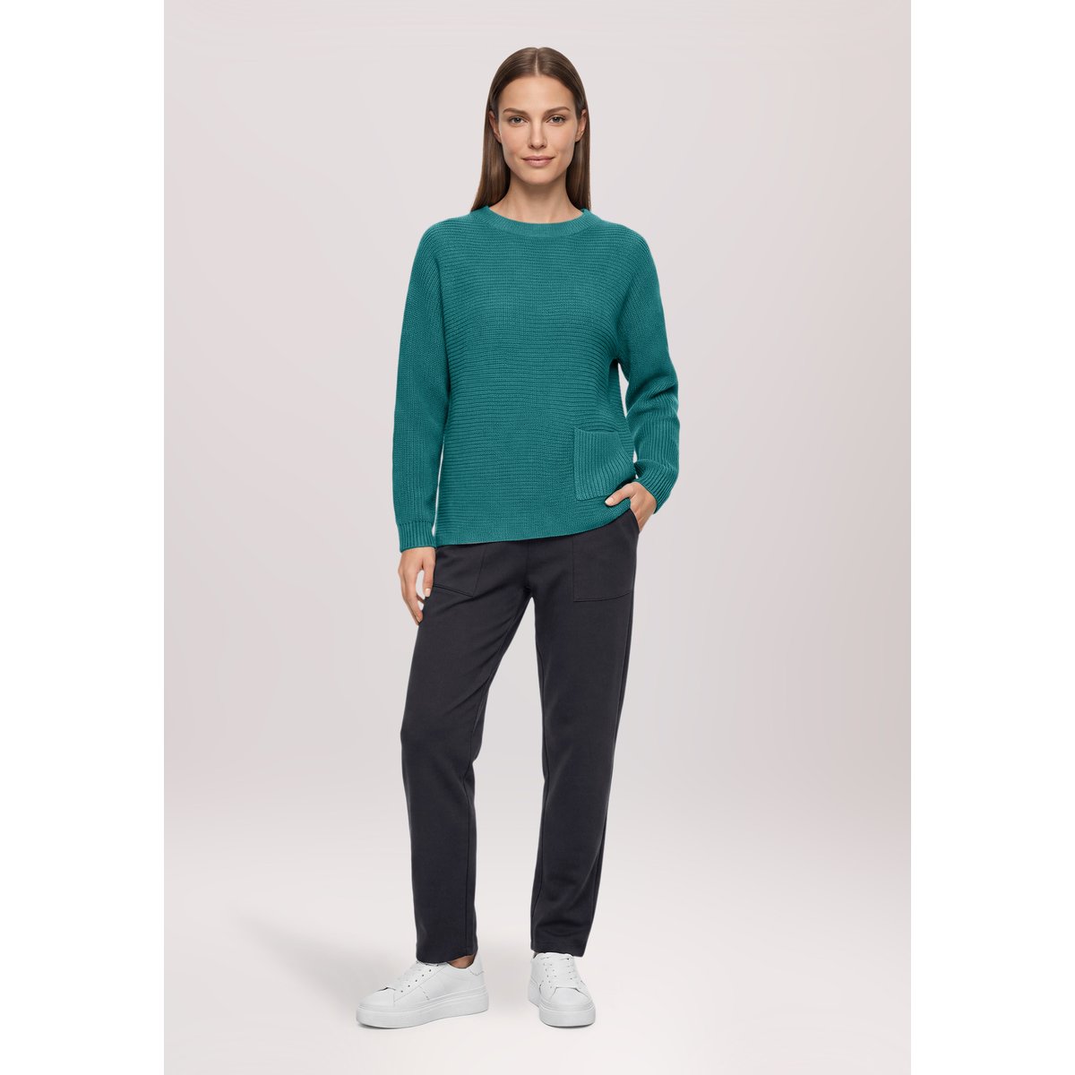 Pull-over en maille à poches plaquées atlantic deep, BETTY BARCLAY