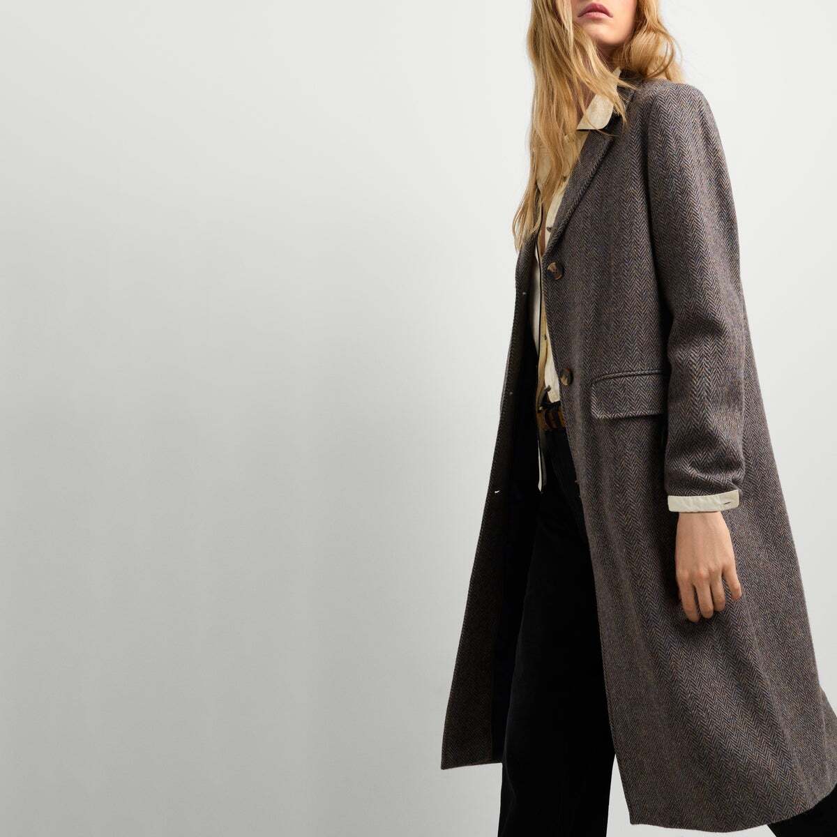 Manteau Long À Chevrons beige pierre foncée, PEPE JEANS
