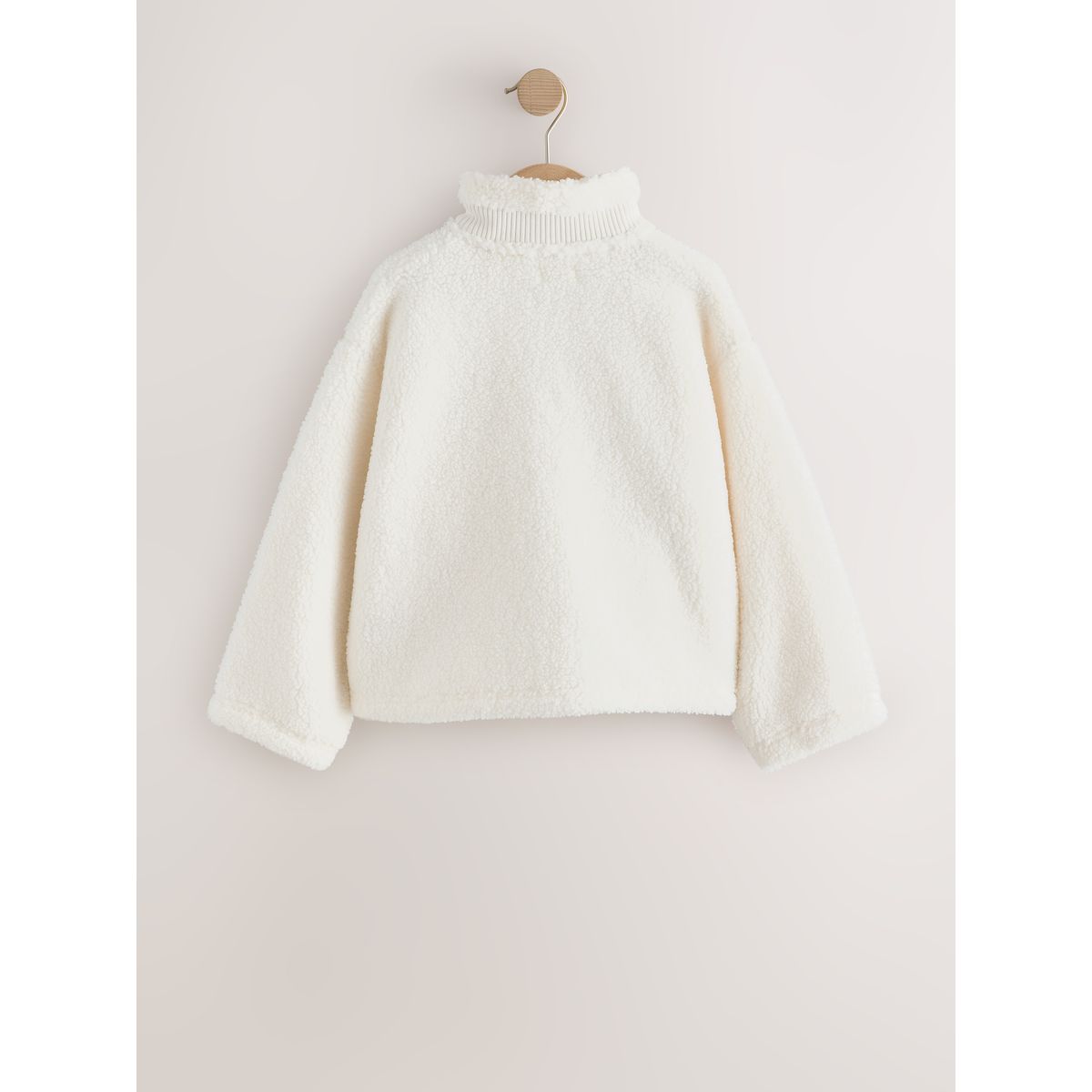 Veste en peau lainée zippée blanc écru, NEXT